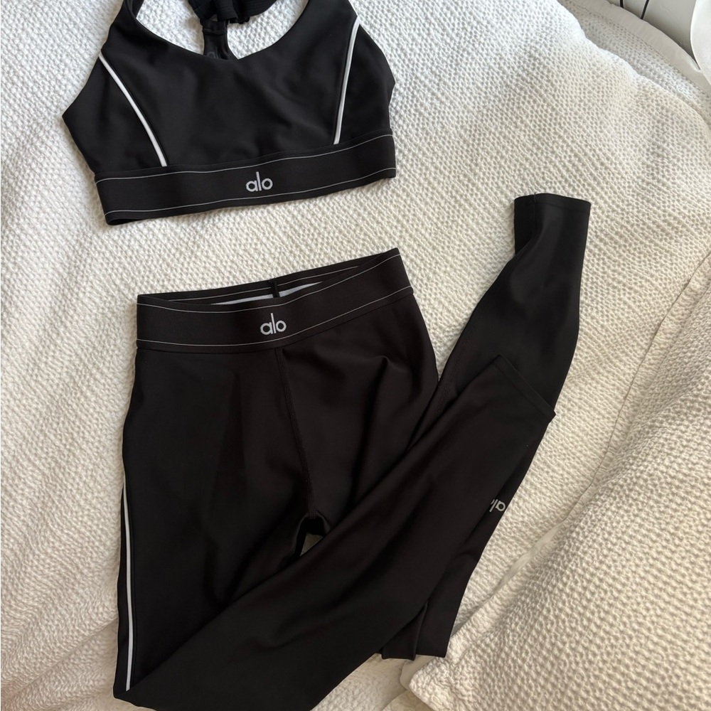 ALO Yoga Black Set with White Accents